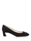 Roger Vivier 70mm Buckle-embellished Suede Pumps In Black