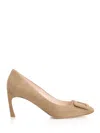 Roger Vivier 70mm Trompette Suede Pumps In Neutral