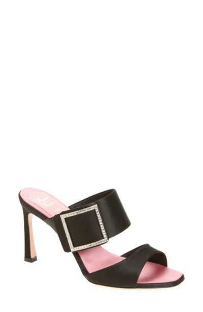 Roger Vivier Trompette Crystal Buckle Satin Sandal In Multi
