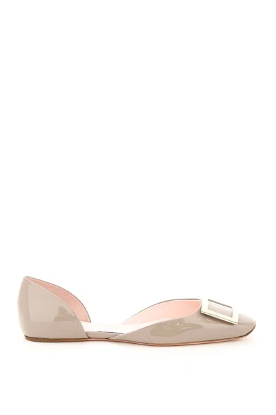 Roger Vivier Trompette Dorsay Ballerinas In Patent Leather. In Blue