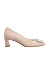 Roger Vivier Trompette Embellished Buckle Pumps In Nude
