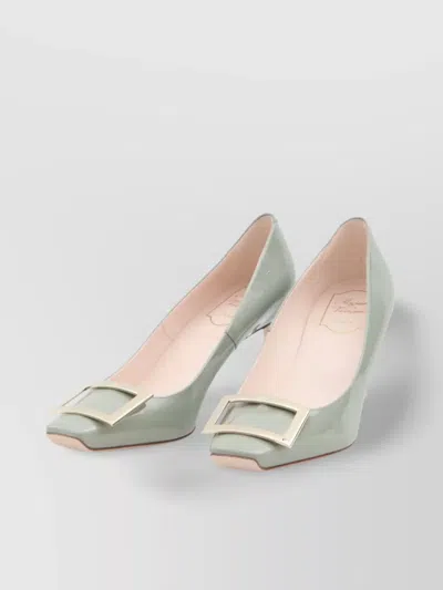 Roger Vivier Trompette Heel Leather Pumps Square Buckle