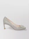 Roger Vivier Trompette Heel Square Toe Patent Pumps In Gray
