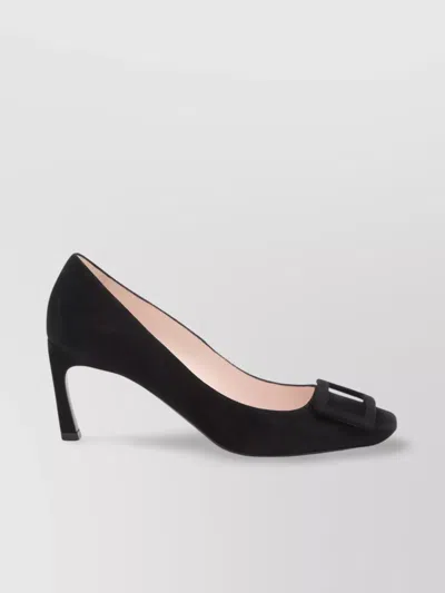 ROGER VIVIER TROMPETTE HEEL SUEDE SQUARE TOE PUMPS