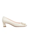 Roger Vivier Belle Vivier 45 Mother-of-pearl Buckle Pumps In Leather In White