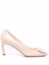 Roger Vivier Trompette Embellished Buckle Pumps In Powder