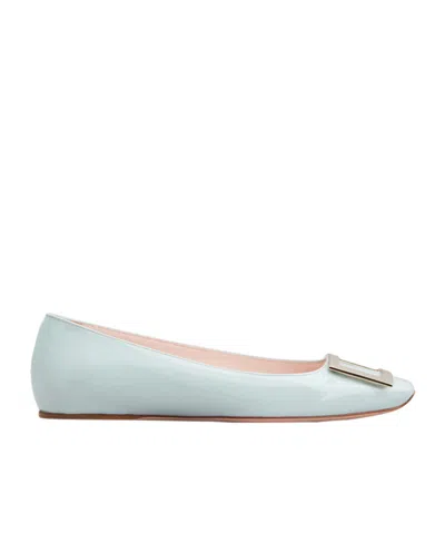 Roger Vivier Trompette Logo Ballet Shoes In Green