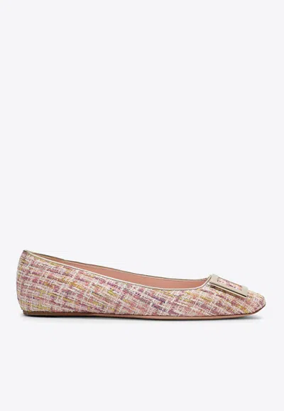 Roger Vivier Trompette Lurex Bouclé Ballet Flats In Pink