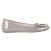 Roger Vivier Trompette Metal Buckle Ballerinas In Grey Patent Leather