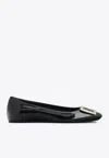 Roger Vivier Trompette Bellerine Glossed-leather Ballet Flats In Black