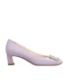 Roger Vivier Trompette Metal Buckle Pumps In Patent Leather In Purple