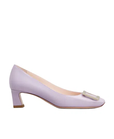 ROGER VIVIER TROMPETTE METAL BUCKLE PUMPS IN PATENT LEATHER