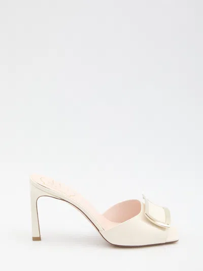 Roger Vivier Trompette Metal Mule Sandals In White