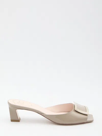 Roger Vivier Trompette Metal Mules In Neutral