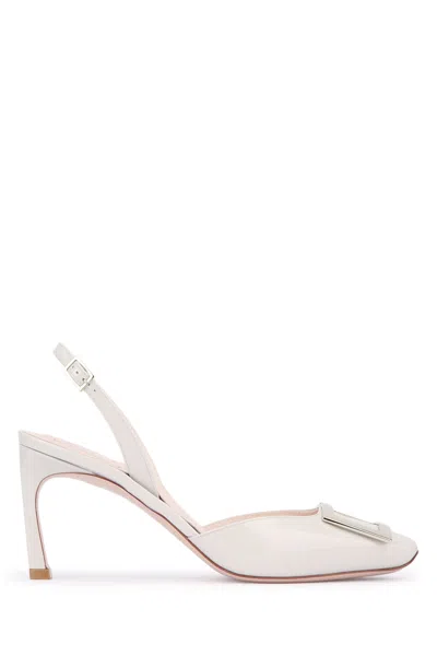 Roger Vivier Patent Leather Trompette Slingback Pumps 70 In White