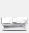 Roger Vivier Trompette Metallic Leather Clutch In Red