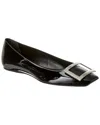 Roger Vivier Trompette Metal Buckle Ballerinas In Black Leather