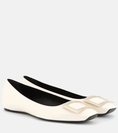 Roger Vivier Trompette Patent Leather Ballet Flats In White