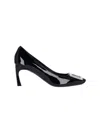 Roger Vivier Belle Vivier T.70 Black Calfskin Pumps With Metal Buckle