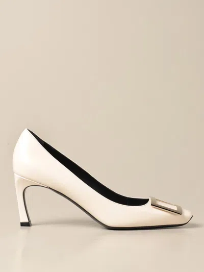Roger Vivier Trompette Pumps In Leather In White