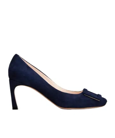 Roger Vivier Trompette Pumps In Suede In Blue