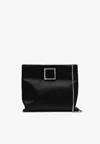 Roger Vivier Trompette Satin Clutch Bag In Black