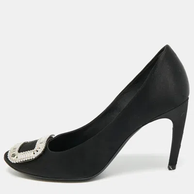 Pre-owned Roger Vivier Trompette Size 41 Black Satin Pumps