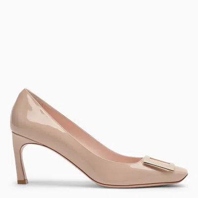 Roger Vivier Trompette Slingback In Collant Coloured Patent Leather In Brown