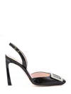 Roger Vivier Trompette Metal Buckle Slingback Pumps In Patent Leather