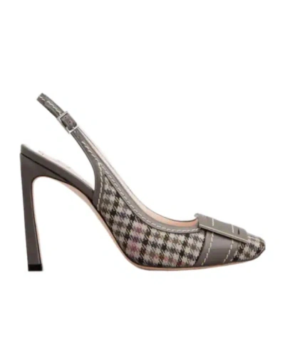 Roger Vivier Trompette Slingback Pumps In Fabric In Gray