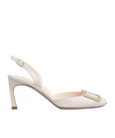 Roger Vivier Trompette Slingback Pumps In Patent Leather In White