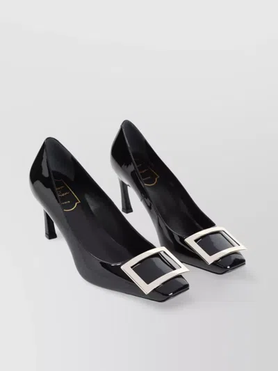 ROGER VIVIER TROMPETTE SQUARE BUCKLE LEATHER PUMPS