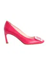Roger Vivier Trompette Square Button High Heels In Pink