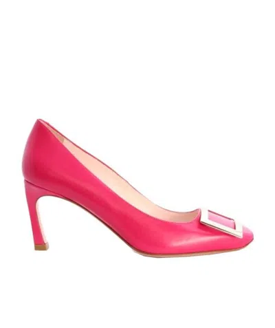 Roger Vivier Trompette Square Button High Heels In Pink