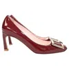 Roger Vivier Trompette Square-toe Pumps Burgundy Patent Leather In Red