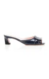 Roger Vivier Trompette Stitching Patent Leather Mules In Navy