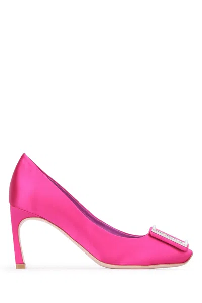 Roger Vivier Trompette Strass Pumps Embellished Buckle 70 In Purple
