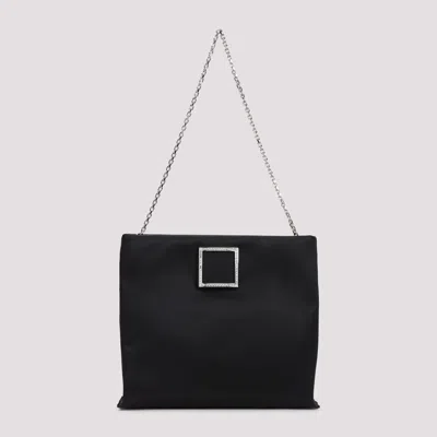 Roger Vivier Trompette Strass Soft Pochette In Black