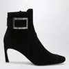Roger Vivier Trompette 70 Suede Ankle Boots In Black