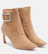 Roger Vivier Trompette Suede Ankle Boots In Brown
