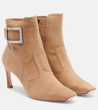 Roger Vivier Trompette Suede Ankle Boots In Brown