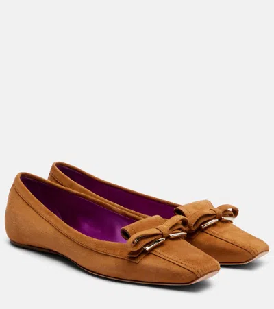 Roger Vivier Trompette Ballerinas In Suede In Brown