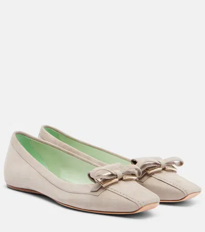 Roger Vivier Trompette Suede Loafers In Gray