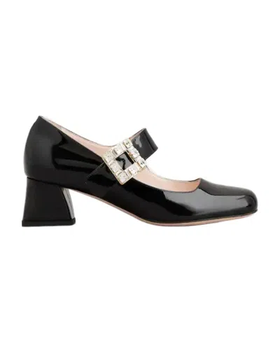 Roger Vivier Très Vivier Rhinestone Buckle Babies Pumps In Black