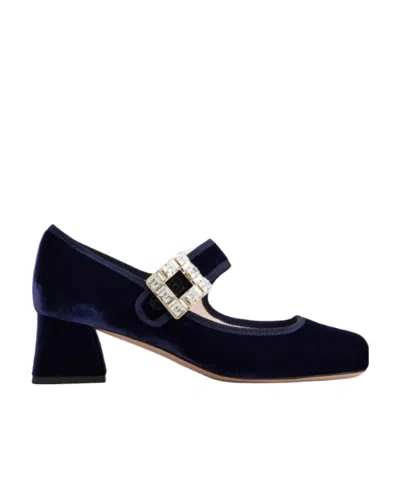 Roger Vivier Très Vivier Piping Diamond-button High Heels In Blue