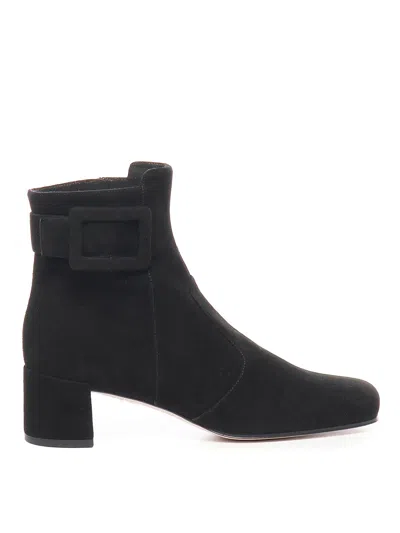 Roger Vivier Trs Vivier Suede Ankle Boots In Black