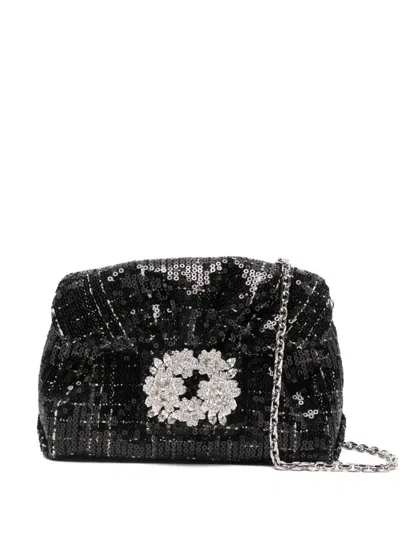 Roger Vivier Tweed Clutch In Black