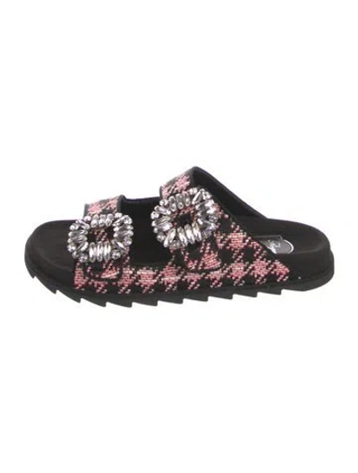 Pre-owned Roger Vivier Tweed Houndstooth Print Slides