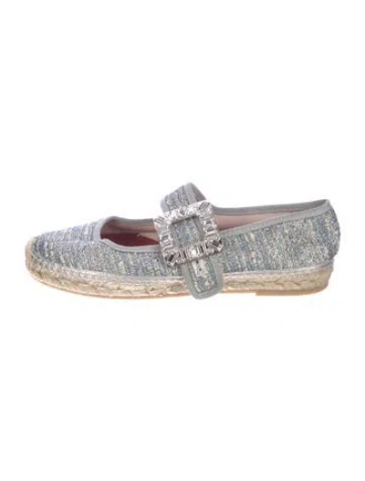 Pre-owned Roger Vivier Tweed Pattern Espadrilles In Silver