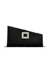 Roger Vivier Twinkle Asymmetrical Buckle Embellished Clutch Bag In Black